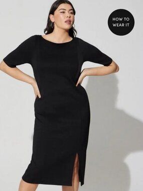 NWOT Torrid Bodycon Midi Dress Women Size Black Cupro Studio Chic 3X